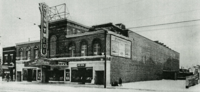 The Runnymede theatre opened in 1927. Now a Shoppers Drug Mart, the theatre was built in the 1920s for both stage performances and movies. The architect, Alfred Chapman, also designed the Princes' Gate, the old Food and Electrical Buildings at the CNE and the former Central Reference Library on College St. Source unknown.